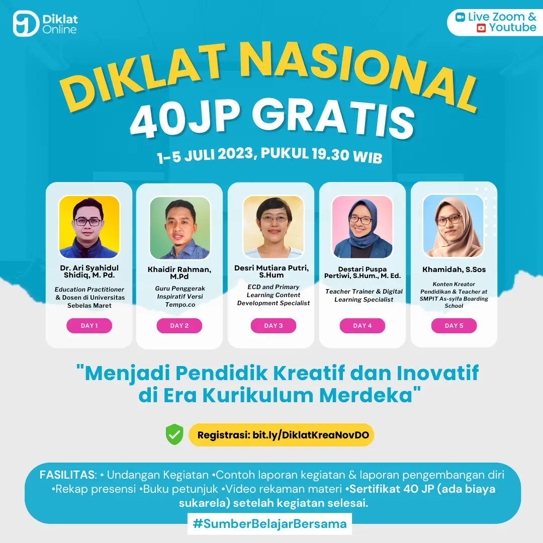 Diklat Nasional Menjadi Pendidik Kreatif dan Inovatif  di Era Kurikulum Merdeka