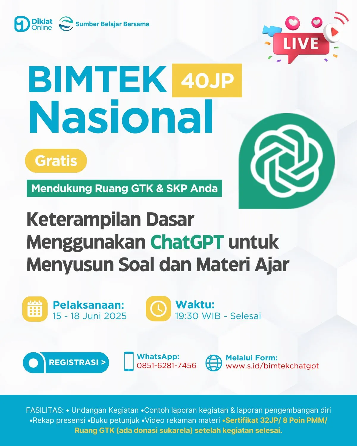 BIMTEK Nasional Keterampilan Dasar Menggunakan ChatGPT untuk Menyusun Soal dan Materi Ajar
