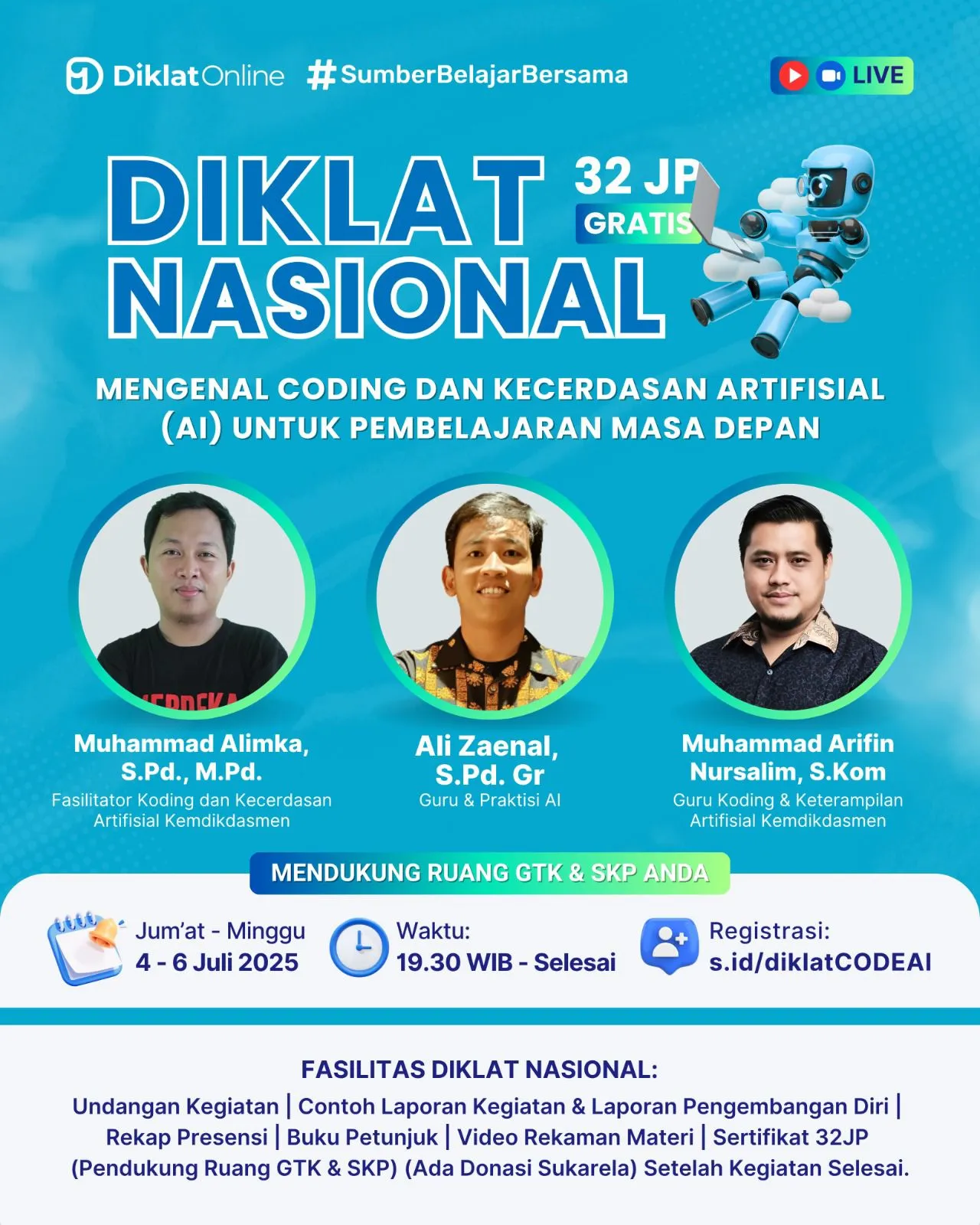 Diklat Nasional Mengenal Coding dan Kecerdasan Artifisial (AI) untuk Pembelajaran Masa Depan