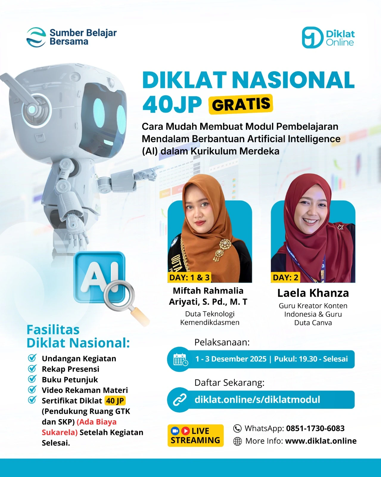 Diklat Nasional Cara Mudah Membuat Modul Pembelajaran Mendalam Berbantuan Artificial Intelligence (AI) dalam Kurikulum Merdeka
