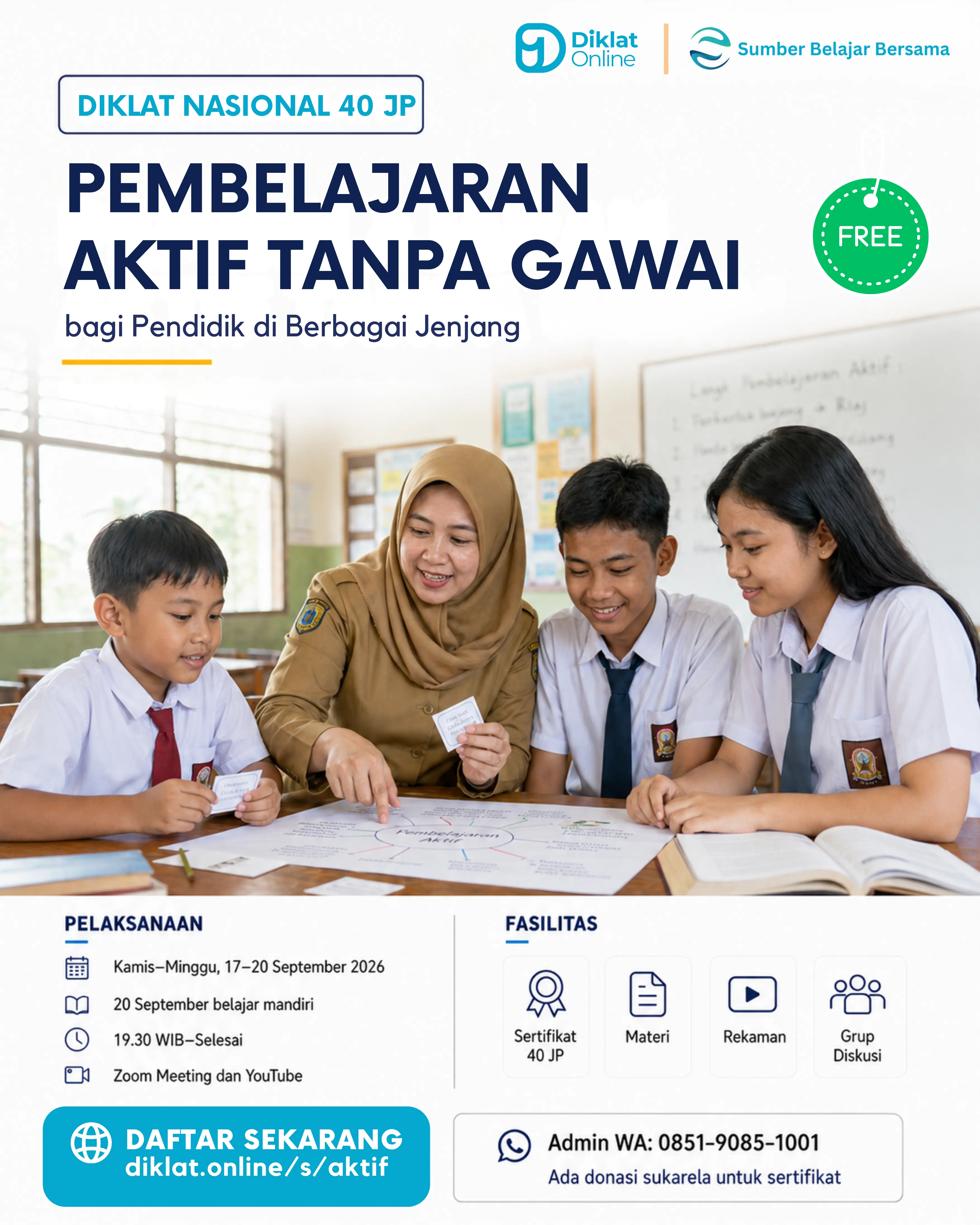 Diklat Nasional Pembelajaran Aktif Tanpa Gawai bagi Pendidik di Berbagai Jenjang